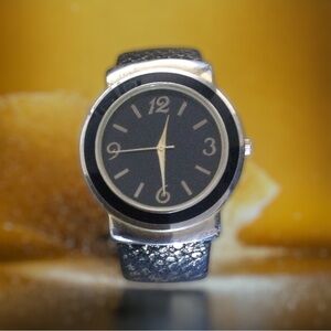 Chico’s Cuff Snakeskin Bracelet Watch Stainless Steel Back